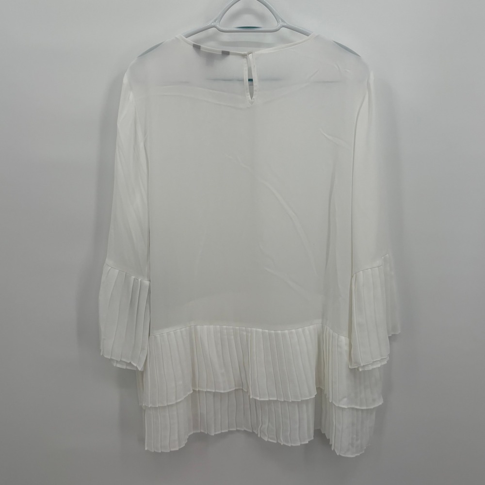 Simply Vera Vera Wang White Pleated Hem Bell Sleeve Tunic Blouse XL NEW NWT - Picture 5 of 13